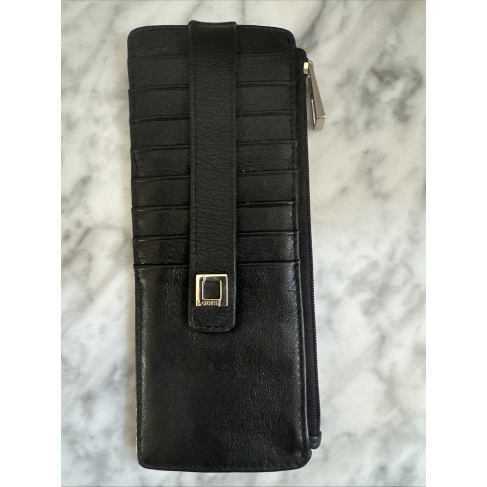 Lodis Black Leather Zippered Coin/Credit Card Holder & ID